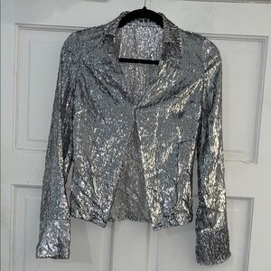 Silver Metallic Women's Blouse